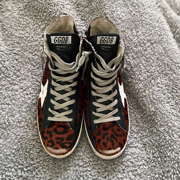 GOLDEN GOOSE RED LEOPARD HIGH TOPS - Picture 2 of 5